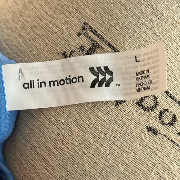 NWT all in motion ruched crop top long sleeve athletic work out exercise blue L - Picture 6 of 11